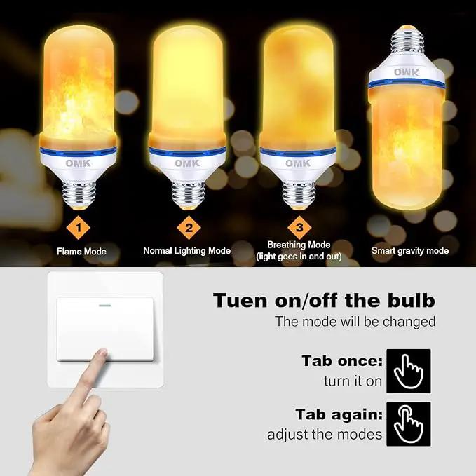 OMK Christmas Flame Effect Light Bulbs LED (6 Pack) Fire Light Bulb Flickering Light Bulbs for Porch Yard Outdoor Fake Fire Party Holiday Christmas Gifts Spooky Attractions Decoration by GreenHaven Gardens