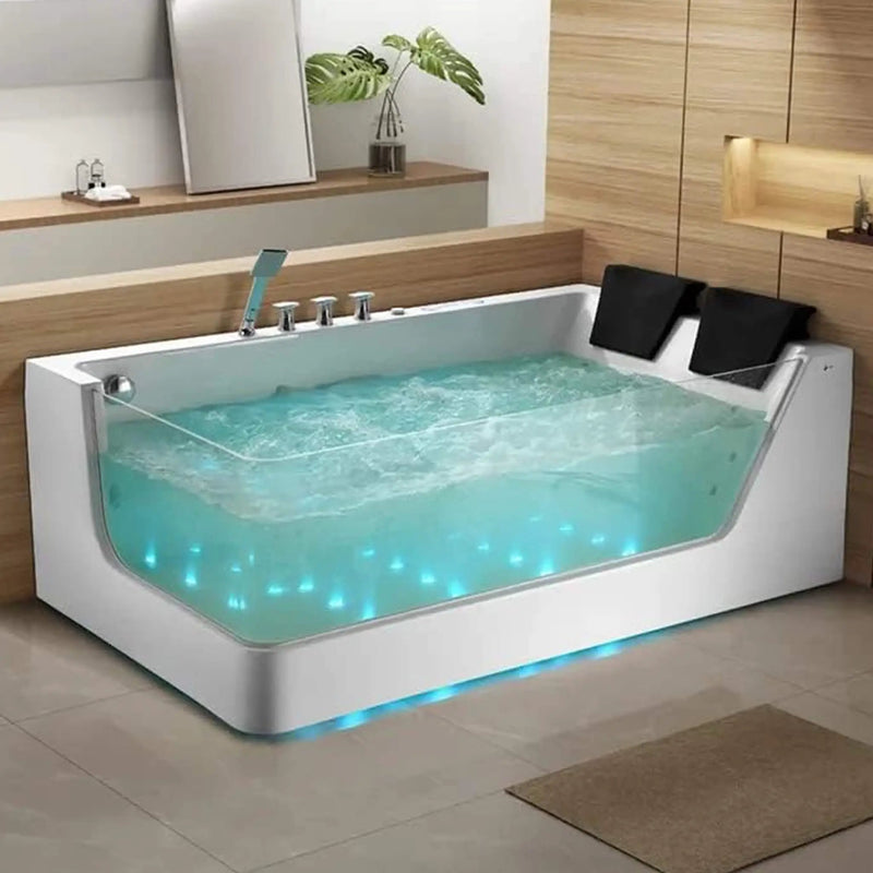 Nuvia Solstice 71-Inch Luxury 2-Person Acrylic Whirlpool Tub With LED Lights Jets And Faucet (SAK69173) by SAKSBY WHOLESALE