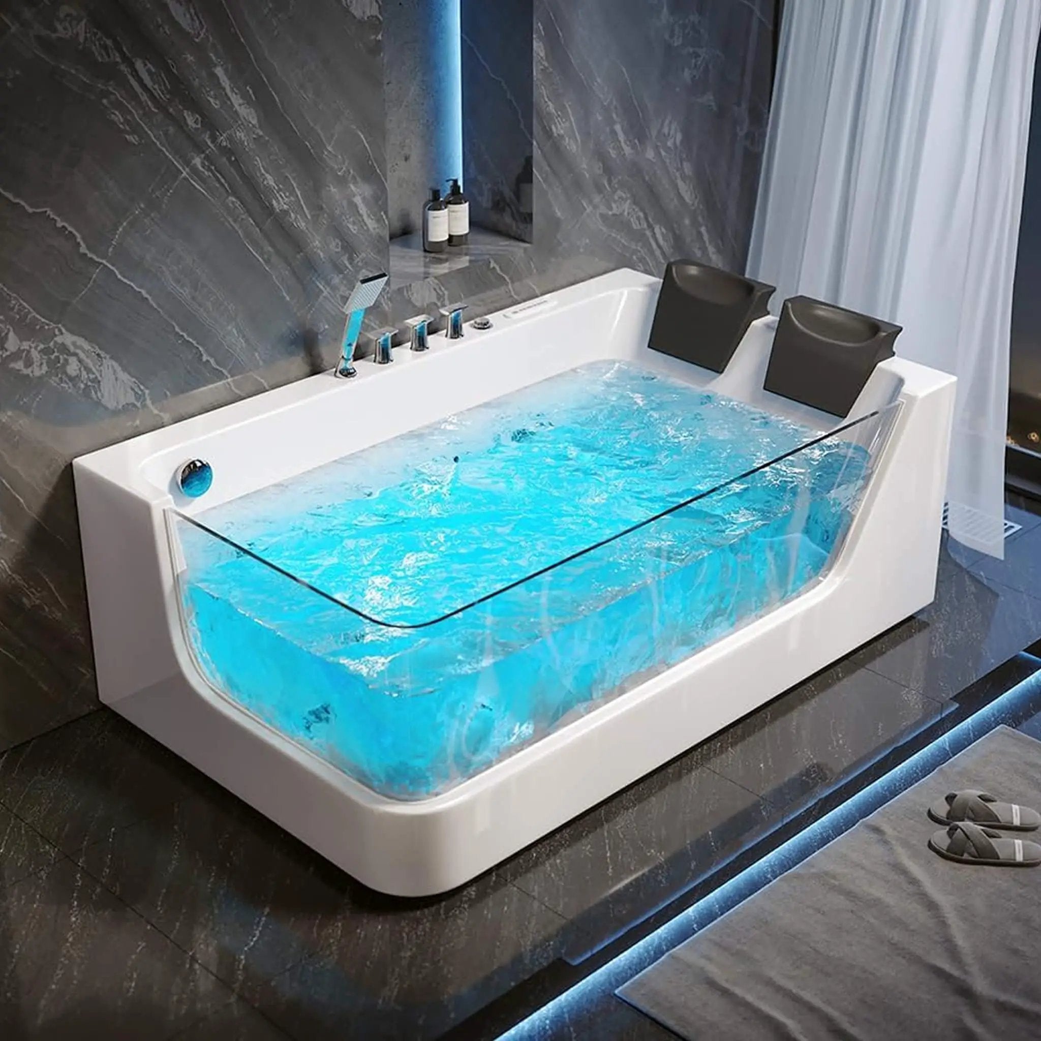 Nuvia Solstice 71-Inch Luxury 2-Person Acrylic Whirlpool Tub With LED Lights Jets And Faucet (SAK69173) by SAKSBY WHOLESALE