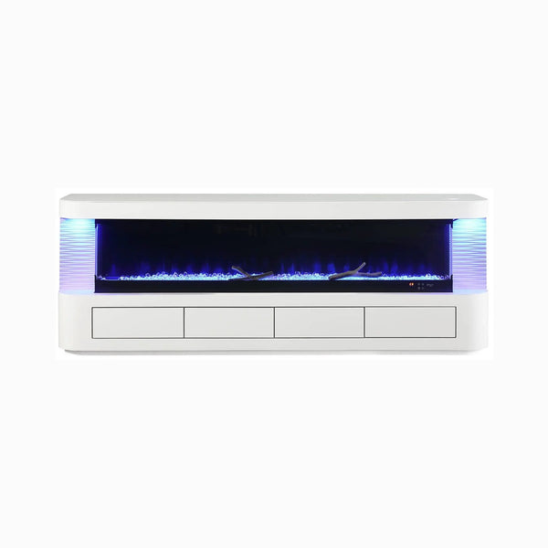 Nuvia 71-Inch Modern White Electric Fireplace TV Stand With 3-Level LED Brightness Setting [TV Stand Only] (SAK94120)