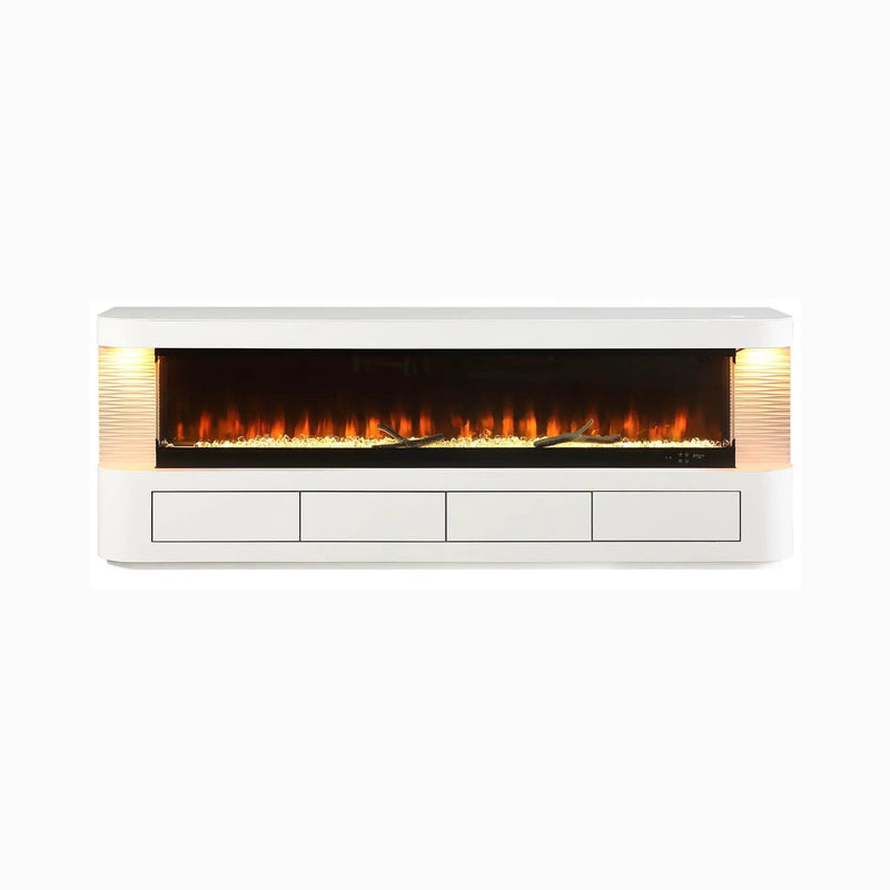 Nuvia 71-Inch Modern White Electric Fireplace TV Stand With 3-Level LED Brightness Setting [TV Stand Only] (SAK94120) by SAKSBY WHOLESALE