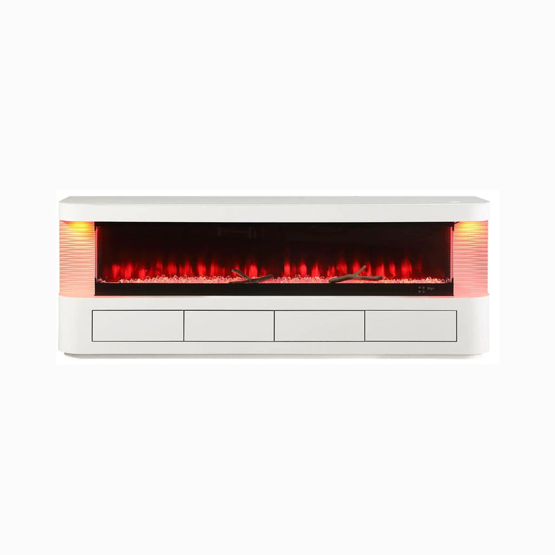 Nuvia 71-Inch Modern White Electric Fireplace TV Stand With 3-Level LED Brightness Setting [TV Stand Only] (SAK94120) by SAKSBY WHOLESALE