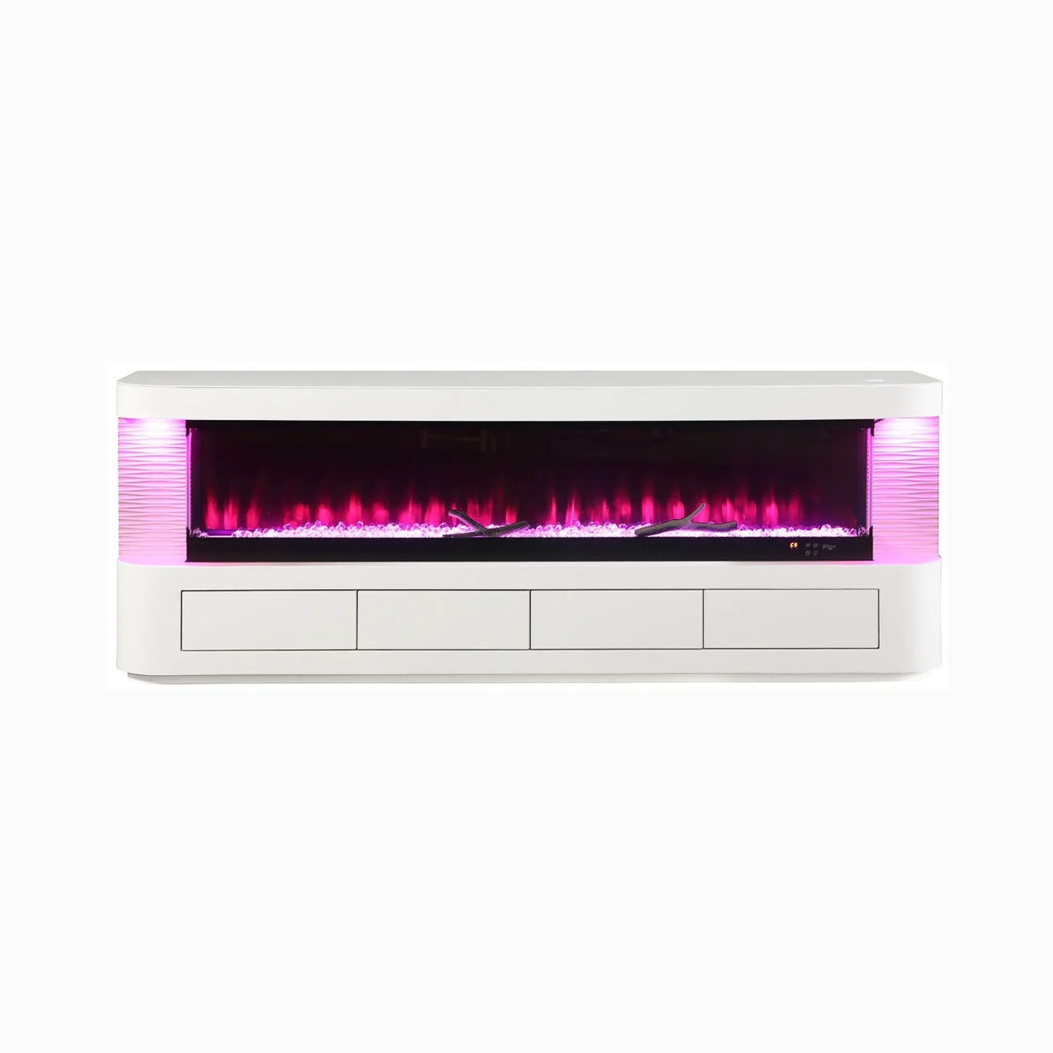 Nuvia 71-Inch Modern White Electric Fireplace TV Stand With 3-Level LED Brightness Setting [TV Stand Only] (SAK94120) by SAKSBY WHOLESALE