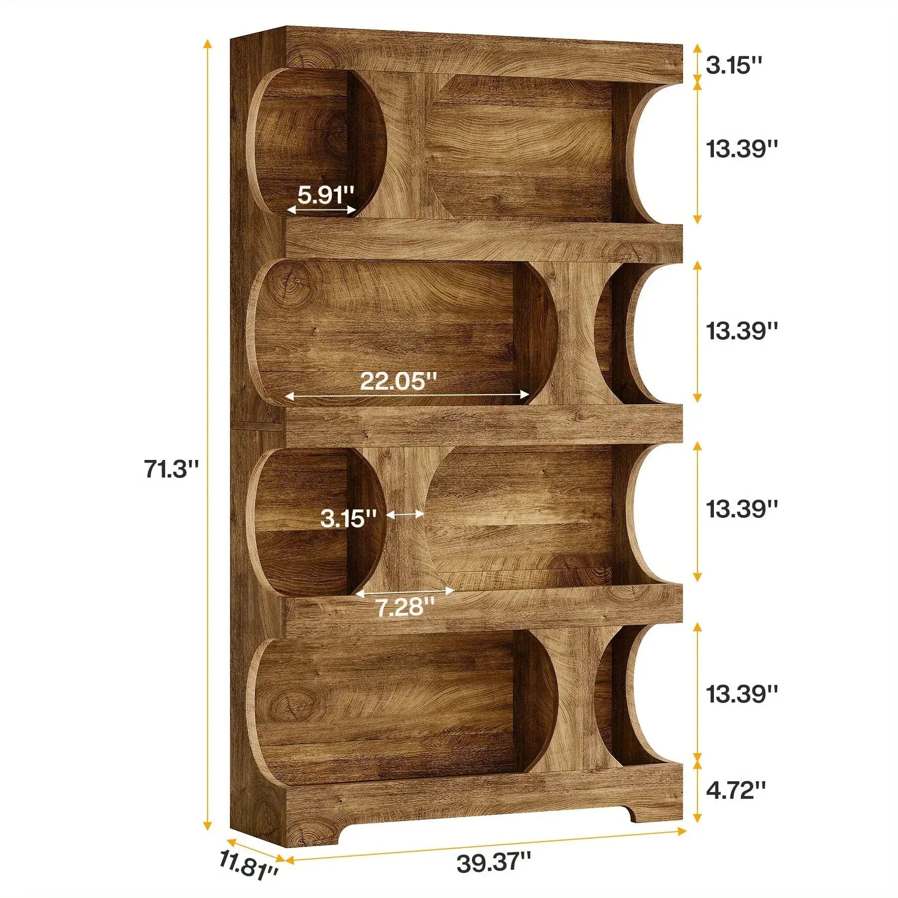 71-inch Tall 4-Tier Solid Hardwood Bookcase with Storage Shelves - Modern Freestanding Bookshelf, Natural Wood & / Painted Shelves, Sturdy Floor-Standing Design for Living Room, Bedroom, Home Office - Easy Assembly Required by House Of Avana