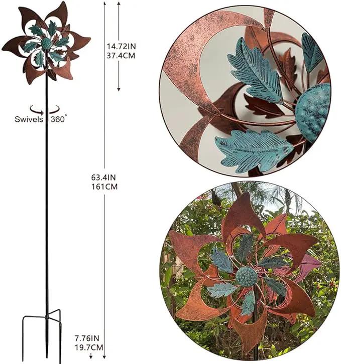 360 Degrees Metal Swivel Classical Two-Color Windmill Wind Spinner for Patio Lawn Outdoor Yard Lawn Garden by GreenHaven Gardens