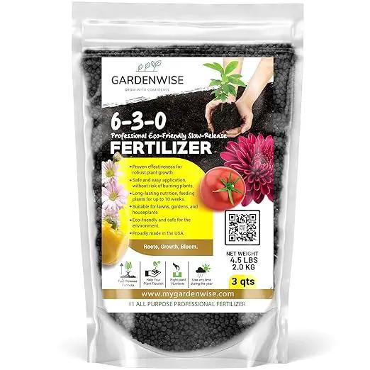 6-3-0 All-Purpose Professional Eco-Friendly Slow-Release Nitrogen Fertilizer with Iron & Calcium,Non-Burning, Enhances Soil Structure,for Indoor&Outdoor Plants,Vegetable Gardens (3 QUARTS) by GreenHaven Gardens