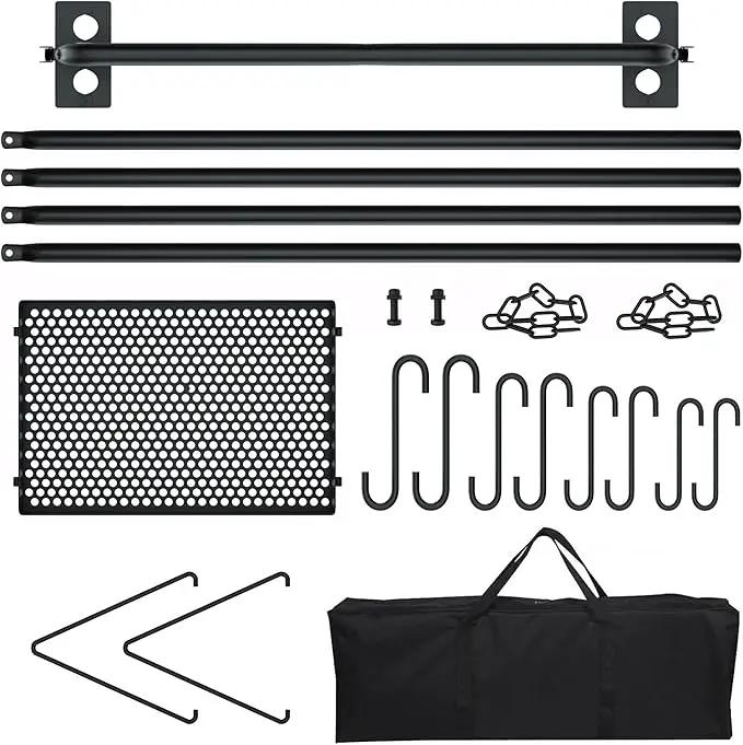 RELIANCER Grill Swing,Campfire Grill Cooking Stand w/8 Hooks & Storage Bag,Cast Iron BBQ Party Swing Grilling Cooking Rack,Outdoor Picnic Camping Cookware Hanging Rack,Collapsible Bonfire Barbecue Set by GreenHaven Gardens