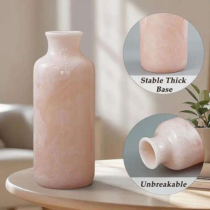 Resin 3 Piece Vase Set, Farmhouse Decor, Home Decorative Vase, Vases for Your Kitchen, Bedroom, Office, Living Room, Bathroom, & Shelf Centerpiece Table Decorations, Pink by GreenHaven Gardens