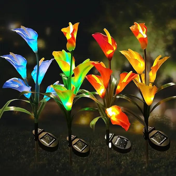 Veesee Solar Calla Lily Light, 2-Pack Solar Powered Flower Lights, Outdoor Multi-Color Changing Stake Lamp, Christmas Gift LED Yellow Calla Lily Lights for Garden Outdoor Landscape Lawn Yard by GreenHaven Gardens