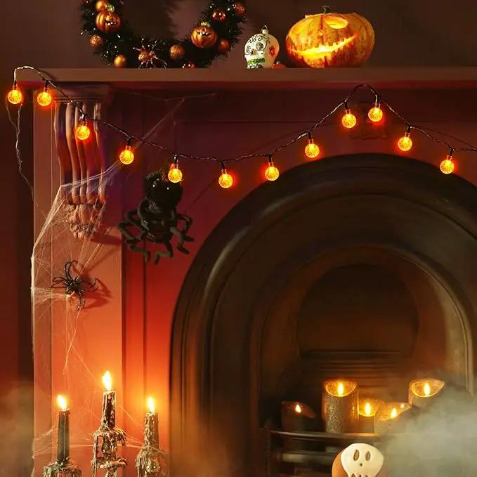 Solar Halloween String Lights Outdoor 60 LED 36 Feet Crystal Globe String Lights with 8 Lighting Modes, Waterproof Solar Powered Patio Lights for Garden Yard Porch Decor (Orange) by GreenHaven Gardens