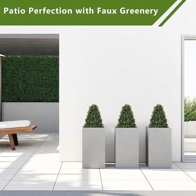 30" Boxwood Topiary Trees Artificial Outdoor Set of 2, UV Resistant Faux Plants for Front Porch Planters, Realistic Cone-Shaped Fake Bushes & Shrubs, 2.5ft Evergreen Decoration by GreenHaven Gardens