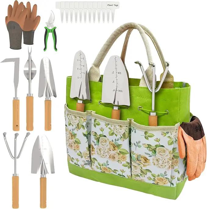20-Piece Gardening Tools with Fashion and Durable Storage Bag - Heavy Duty Garden Tools Stainless Steel Rust-Proof Ergonomic Garden Tool Set - Ideal Gifts for Women and Men - Portable Gardening Kit by GreenHaven Gardens