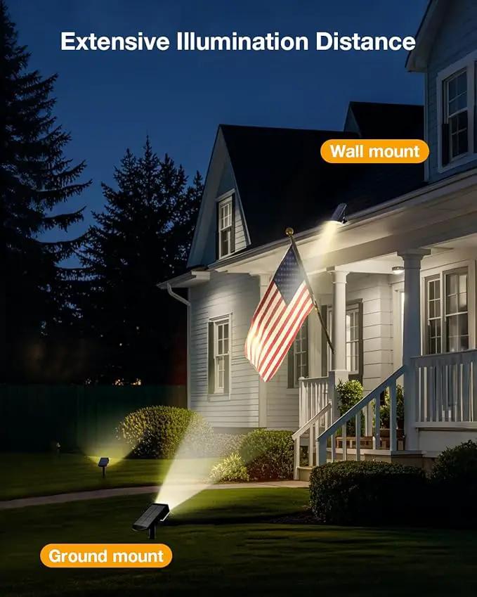 Solar Power Spotlight Outdoor Waterproof Landscape LED Accent Lighting for Yard, Tree, Plants, Walls, Path, Garden, Statues, Adjustable Brightness,Dusk to Dawn Long Lasting 4 Pack Warm White by GreenHaven Gardens