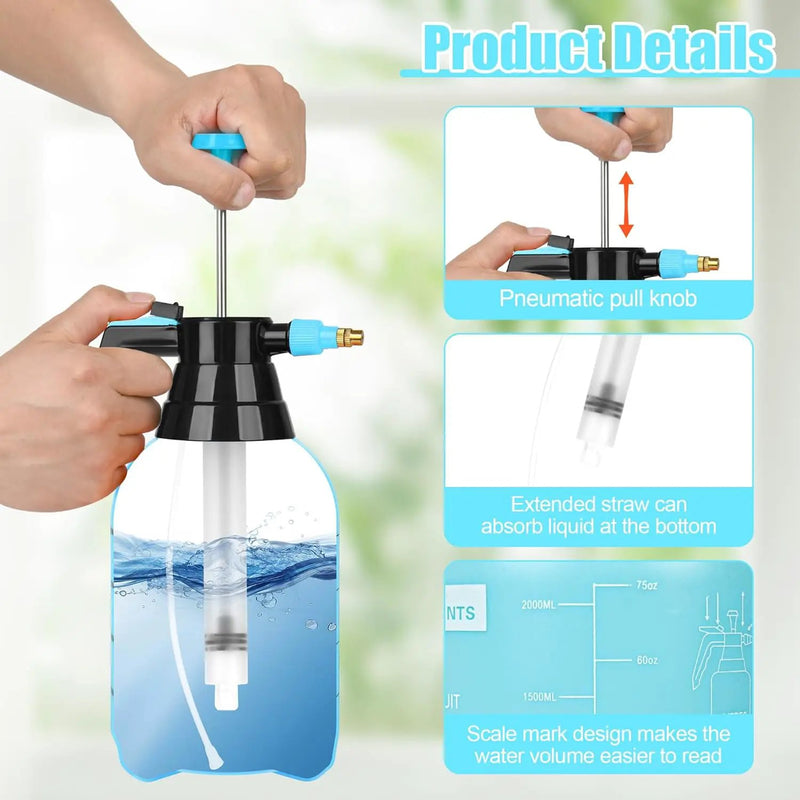 3 Pcs 1/2 Gallon Plastic Handheld Pump Sprayer – Garden Pressure Sprayer Bottle with Adjustable Nozzle for Plants, Cleaning, Household Tasks –Blue by GreenHaven Gardens