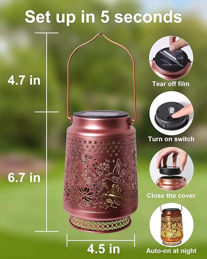 Hummingbird Solar Lanterns Outdoor Waterproof, Mothers Day Gifts Birthday Gifts for Women Mom Grandma Sister, Hanging Solar Lantern Garden Decor for Outside Yard Patio Porch Pathway Lawn Balcony by GreenHaven Gardens