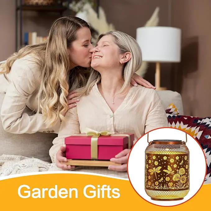 2 Pack Solar Lanterns Outdoor Waterproof Dragonfly Garden Decor Birthday Gifts for Women Mom Grandma Hanging Solar Lights Metal Decoration Outside for Yard, Patio, Backyard, Porch,Pathway by GreenHaven Gardens