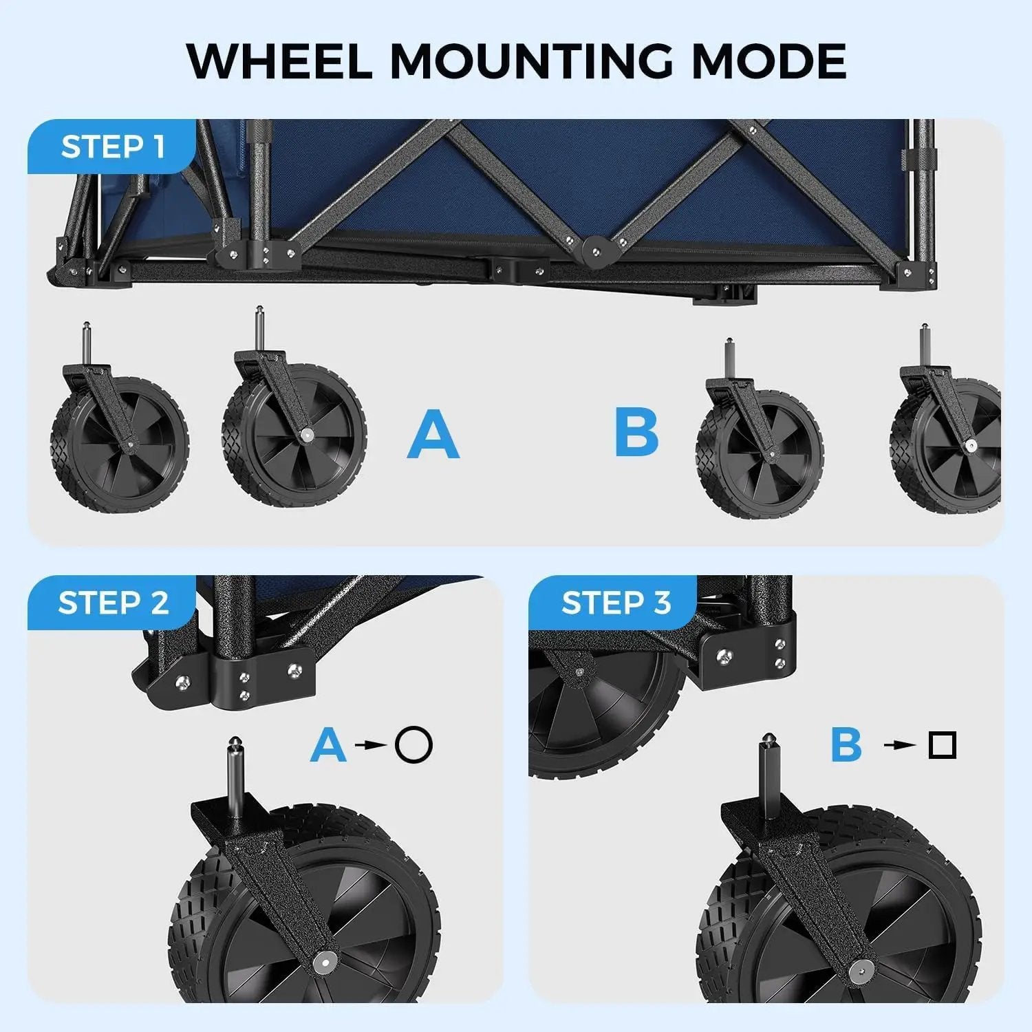 Collapsible Wagon Cart Foldable with 300lbs Load-Bearing, Heavy Duty Folding Wagons Carts with All Terrain Wheels, Utility Beach Wagon for Outdoor Garden, Camping Shopping Sports,U-2 Blue by GreenHaven Gardens