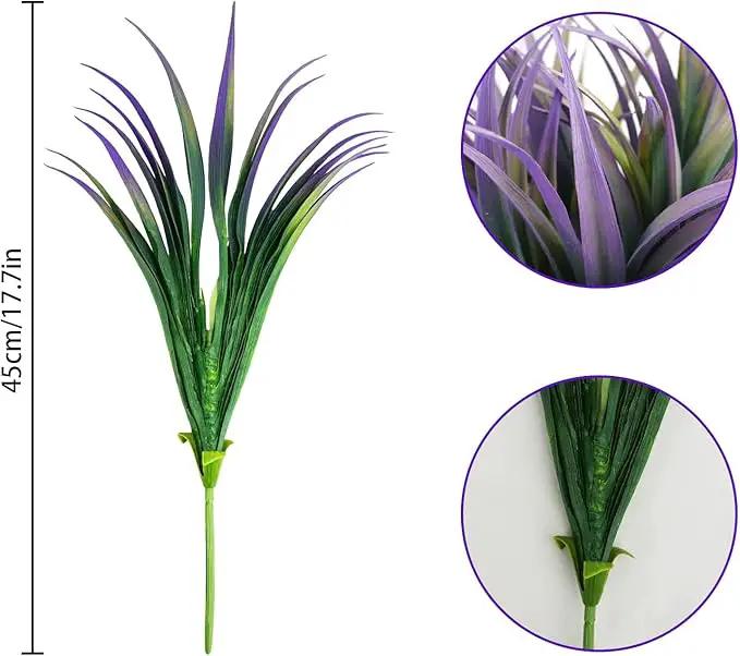 32Pcs Artificial Grass Fake Plants 17.3in Outdoor Plants UV Resistant Faux Greenery Stems Fake Grass for Home Window Garden Office Patio Pathway Front Porch Halloween Décor Green & Purple by GreenHaven Gardens