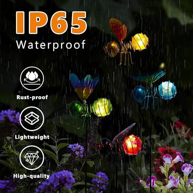 Insects Solar Garden Lights, 22.4" H Butterfly & Bee & Dragonfly & Ladybug Solar Stake Light, 4 Pcs Outdoor Statues Figurine Lights for Spring Garden Lawn Patio Yard Decoration by GreenHaven Gardens