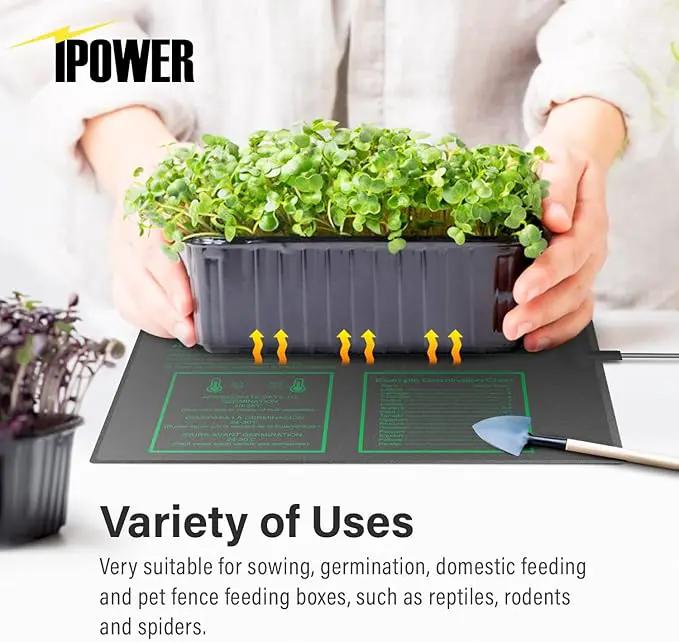 iPower 2 Pack 20" x 20.75" Seeding Heat Mat with Thermostat Temperature Adjustable Knob Durable Warm Hydroponic Plant Germination Starting Pad, Black by GreenHaven Gardens