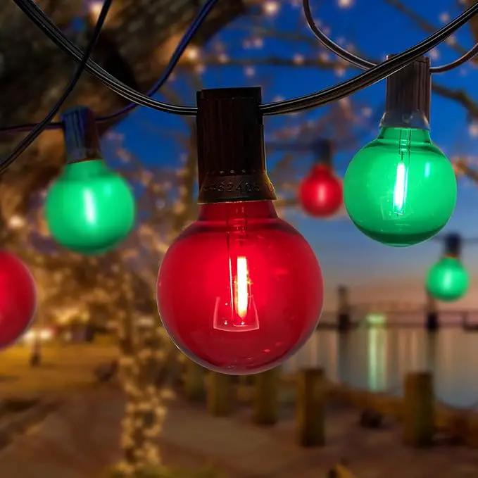 GOOTHY 50Ft Outdoor Red/Green Christmas Lights, G40 Globe Patio String Lights with 25 Ceramic Colorful Bulbs(2 Spare), Outside Christmas Lights for Holiday Party Backyard Christmas by GreenHaven Gardens