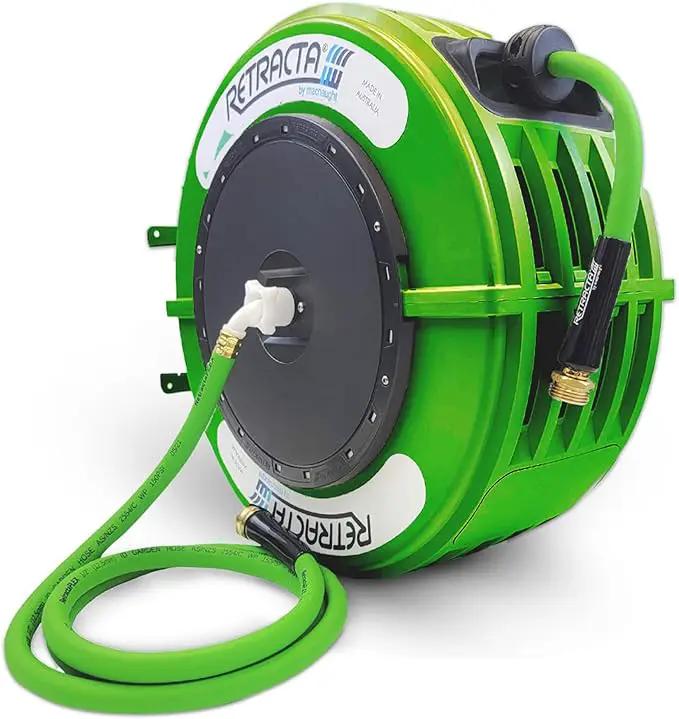 Macnaught Retractable Garden Hose Reel, 82 Ft Water Hose Reel Heavy Duty Retractable Hose with Metal 180° Swivel Rotation Bracket for Wall Mount - Green by GreenHaven Gardens