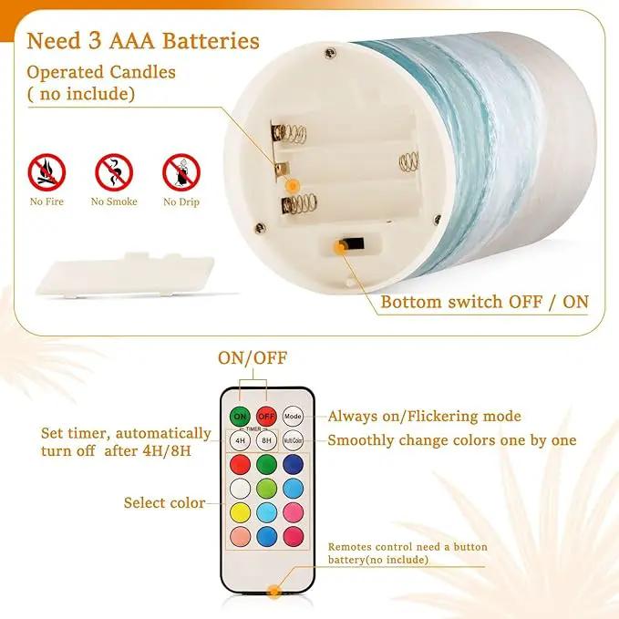 Flickering Flameless Candles, Bohemian Beach LED Candles with Remote Timer, Set of 2 Battery Operated Candle for Valentine Wedding Birthday by GreenHaven Gardens