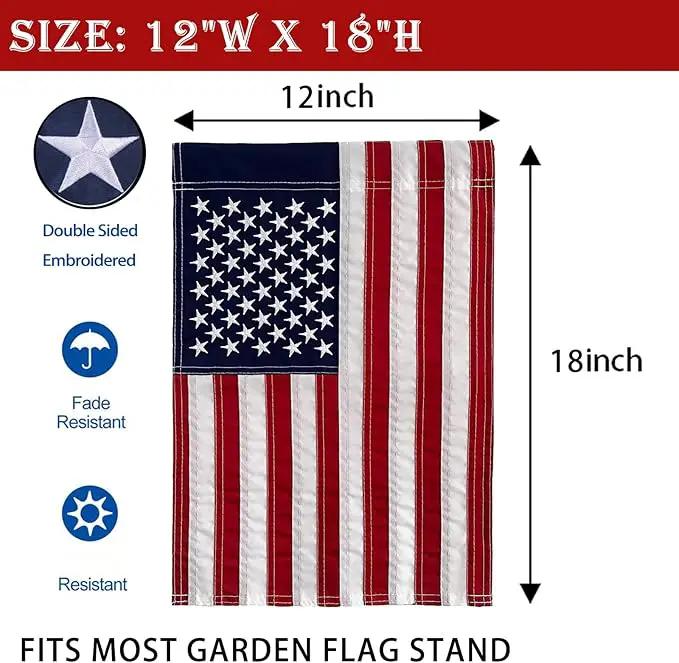 American Flags Garden Flag for Outside 12x18,Small USA Flag Outdoor Heavy Duty Made in USA High Wind Embroidered Stars-sewn Stripes Waterproof by GreenHaven Gardens