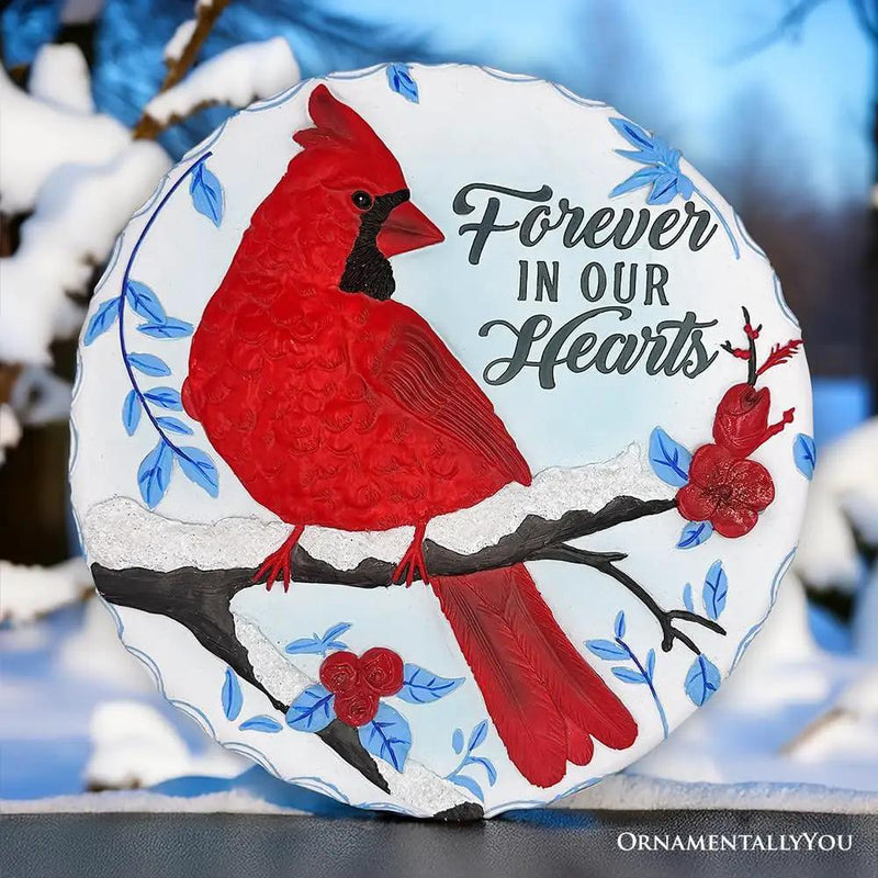 Elegant Resin Stepping Stone, Outdoor Garden Pathway Decoration (Forever in Our Hearts Cardinal Stepping Stone, 9.5" Winter Garden Decorative Resin Figurine) by GreenHaven Gardens