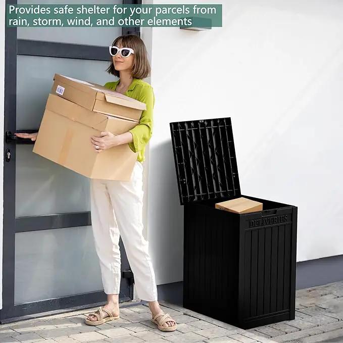 55 Gallon Outdoor Storage Box, Waterproof Resin Deck Box for Patio, Pool, and Garden, Lockable Bin for Cushions, Tools, and Accessories, UV-Resistant, Black by GreenHaven Gardens