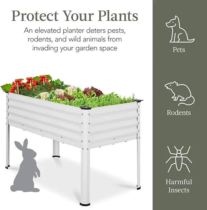 Best Choice Products 48x24x30in Galvanized Raised Garden Bed, Metal Elevated Planter Box, Vegetable Garden for Backyard, Patio, Balcony - White by GreenHaven Gardens