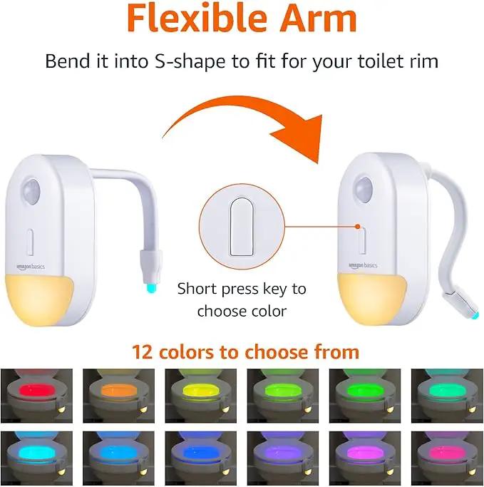 Amazon Basics Color Changing LED Toilet Bowl Motion Sensor Light, Battery Operated, 2 Pack, White by GreenHaven Gardens