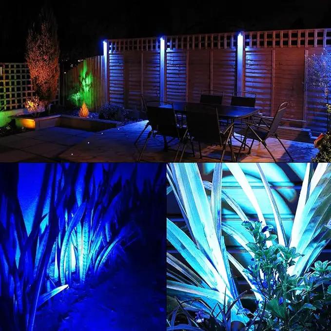T-SUNUS Solar Landscape Spotlights IP65 Waterproof Blue Lights Outside Auto On/Off Yard Lighting 2 Modes for Halloween Christmas Outdoor Tree Driveway Garden Flag Pond Pool Statue Backyard 4-Pack by GreenHaven Gardens