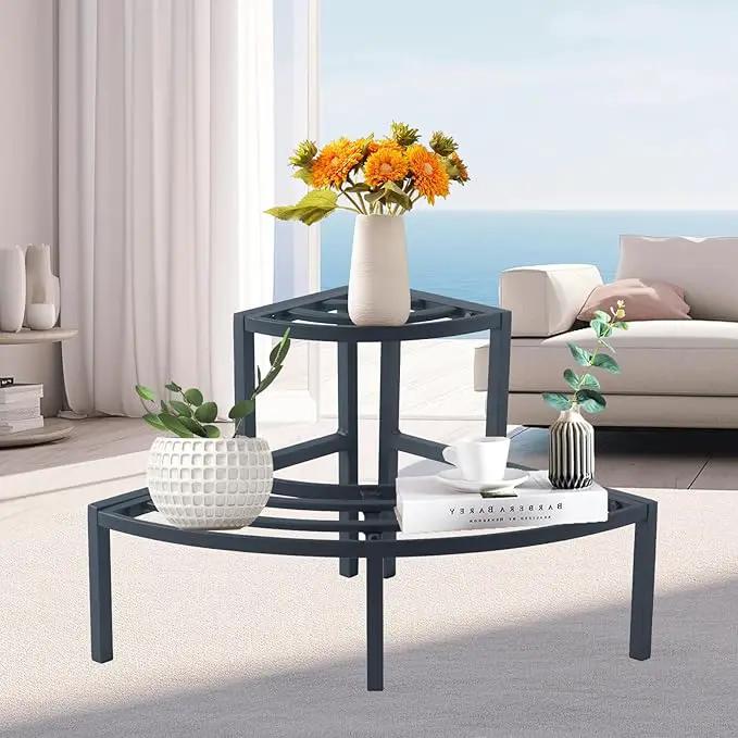 Aluminum 2-Tier Plant Stand Lightweight, Sturdy, and Rust-Free Corner Shelf Ladder Rack Perfect for Indoor and Outdoor Greenery Display by GreenHaven Gardens