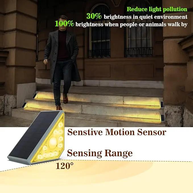 Motion Sensor Solar Step Lights Outdoor Waterproof, 8 Led Solar Stair Lights for Outside, Motion Detector Lights Solar Power for Pathway/Deck/Walkway/Drivway/Lawn/Garden(4PC) by GreenHaven Gardens