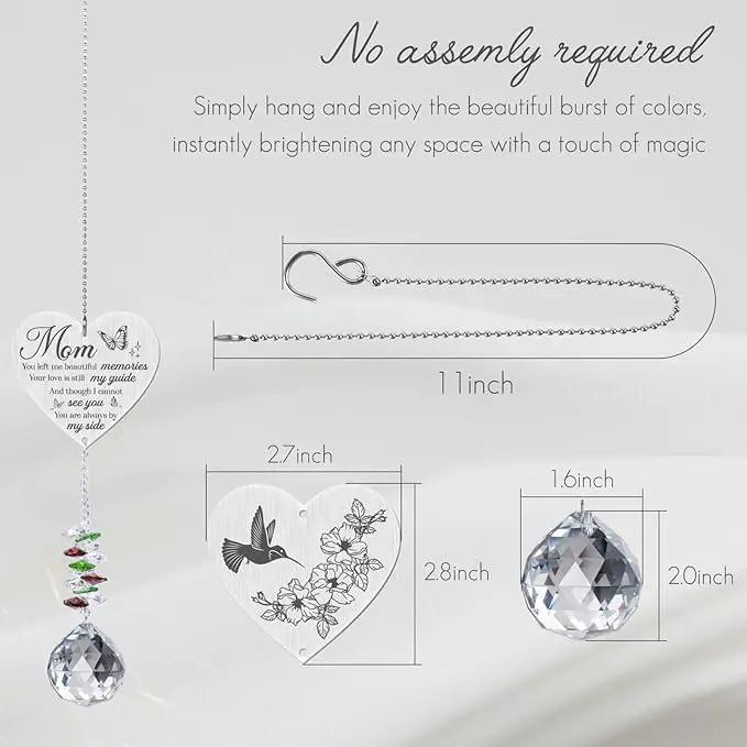 Mom in Heaven Memorial Crystal Suncatcher,Memorial Gifts for Loss of Mom,Loss of a Mother Sympathy Gifts,Hanging Crystals Ornament for Window Rainbow Maker Prisms Home Decor Gift by GreenHaven Gardens