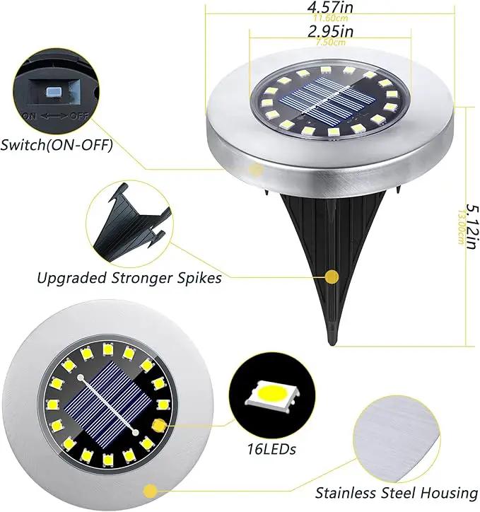 Solar Ground Lights-Waterproof Solar Lights Outdoor Garden- Solar Disk Lights-Upgraded 16LED Bright in-Ground Lights-Landscape Lights for Pathway, Yard, Lawn, Patio, Walkway (12 Pack Warm Light) by GreenHaven Gardens