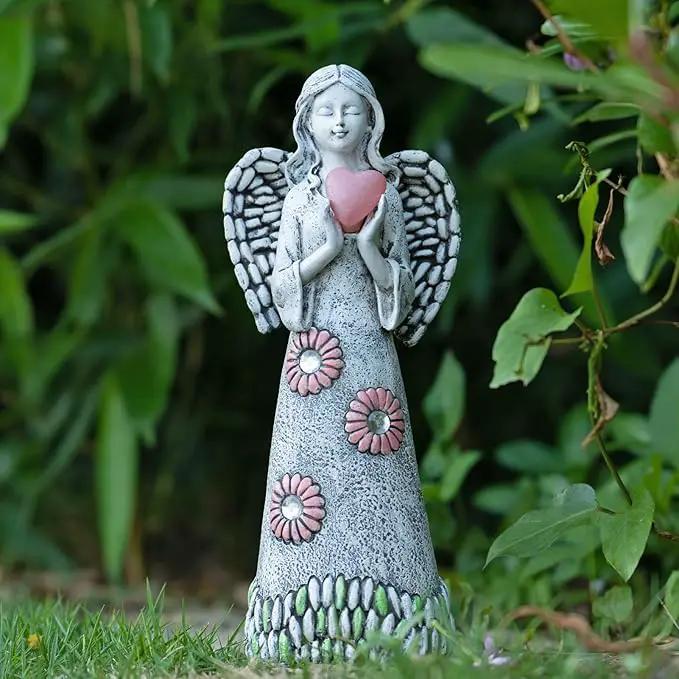 Solar Angel Statue - Garden Sculpture with Resin Decor for Patio, Lawn, Yard, Porch - Housewarming Gift, 10.03" by GreenHaven Gardens