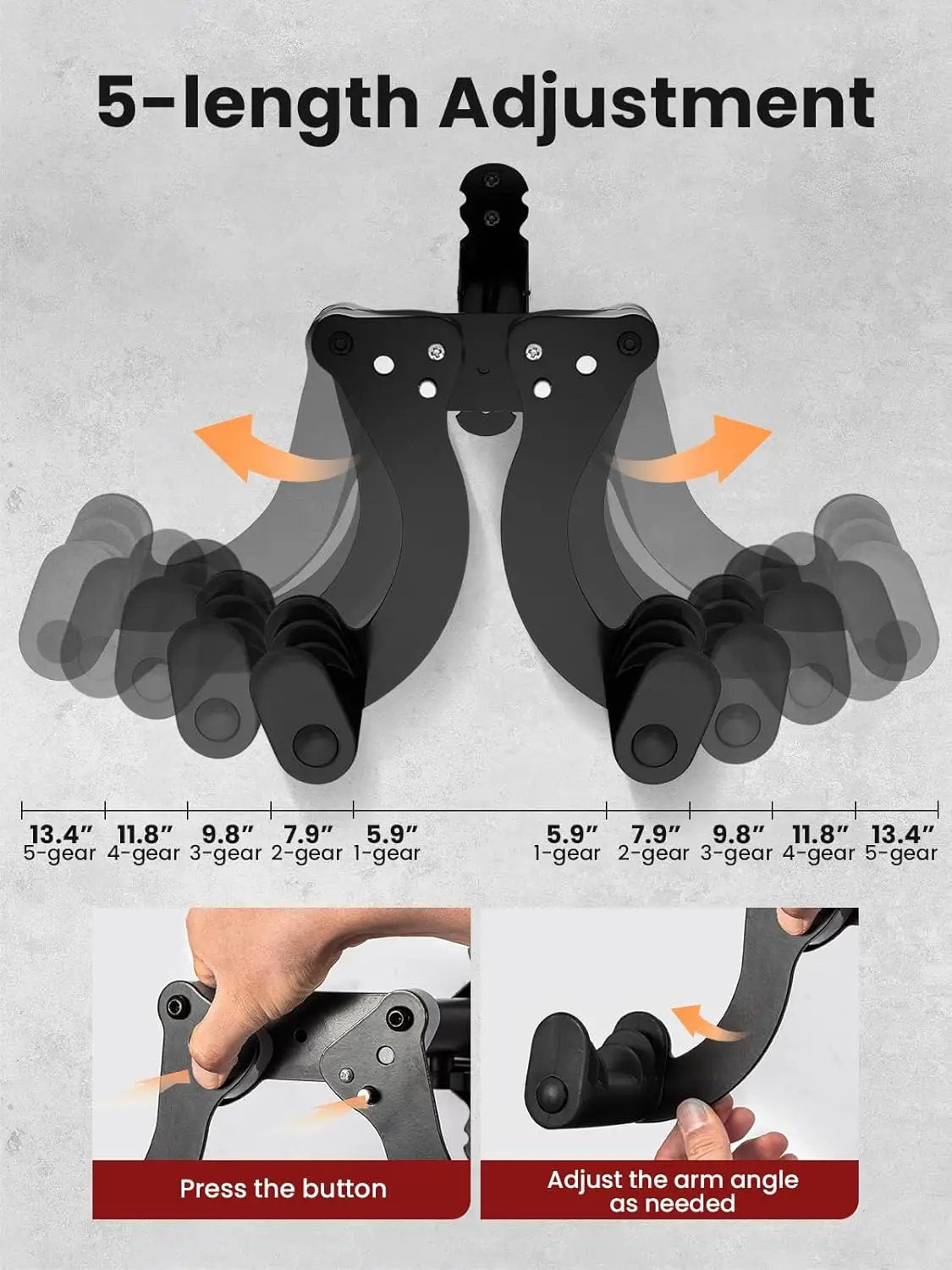 YORKING Bike Wall Mount, Horizontal Wall Mount Hanger Holds Up to 55Lbs Bike Indoor Storage Rack Hook with 5 Adjustable Levels, Extends to Fit 32.6" Handlebars for 1 Bicycle in Home Garage – Black by GreenHaven Gardens
