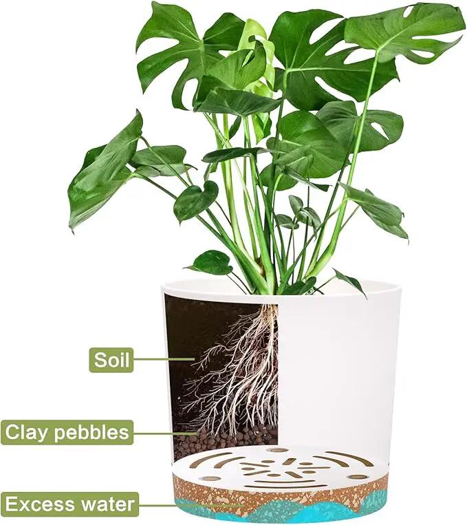 QCQHDU 5 inch Plant Pot, 2 Pack Planters for Indoor Plants with Drainage Holes & Saucer, Outdoor Flower Pots Home Garden Modern Decor by GreenHaven Gardens