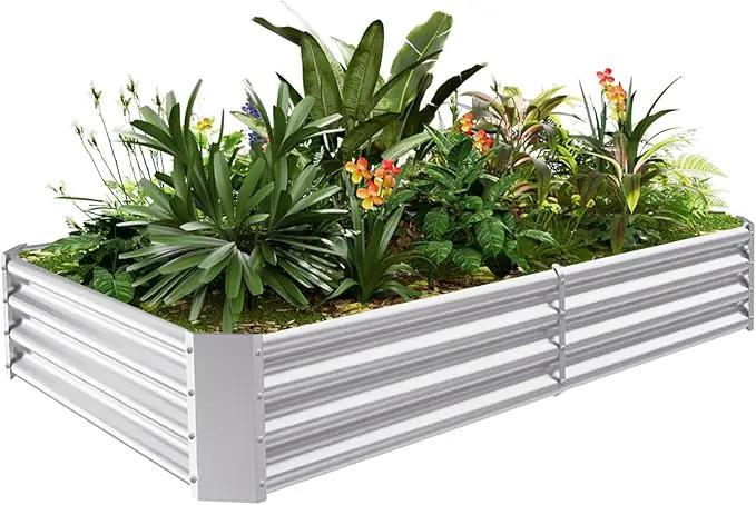 Land Guard 6×3×1ft Galvanized Metal Raised Garden Bed, Metal Planter Kit Box Outdoor for Deep-Rooted Vegetables, Flowers, Green and Herbs…… by GreenHaven Gardens