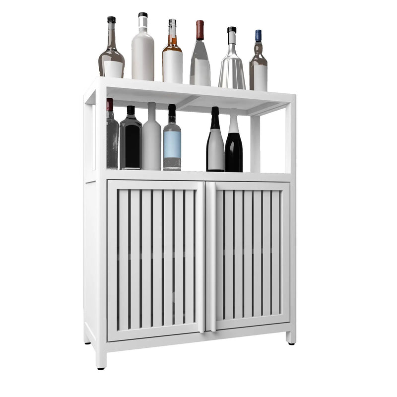 Bamboo Large Capacity Storage Cabinet With Shelves For Bathroom And Living Room - White by HouseOfZazla