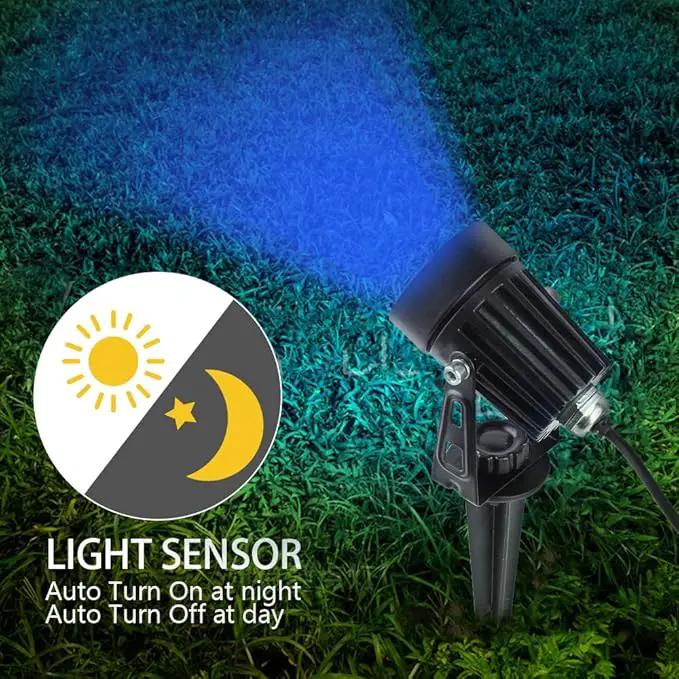 T-SUNUS 2 Pack Solar Landscape Spotlights Blue, Solar Garden Spot Light IP65 Waterproof 9.8ft Cable, 2000mAh Separated Solar Panel, Auto On/Off for Garden Driveway Pathway Pool Area by GreenHaven Gardens