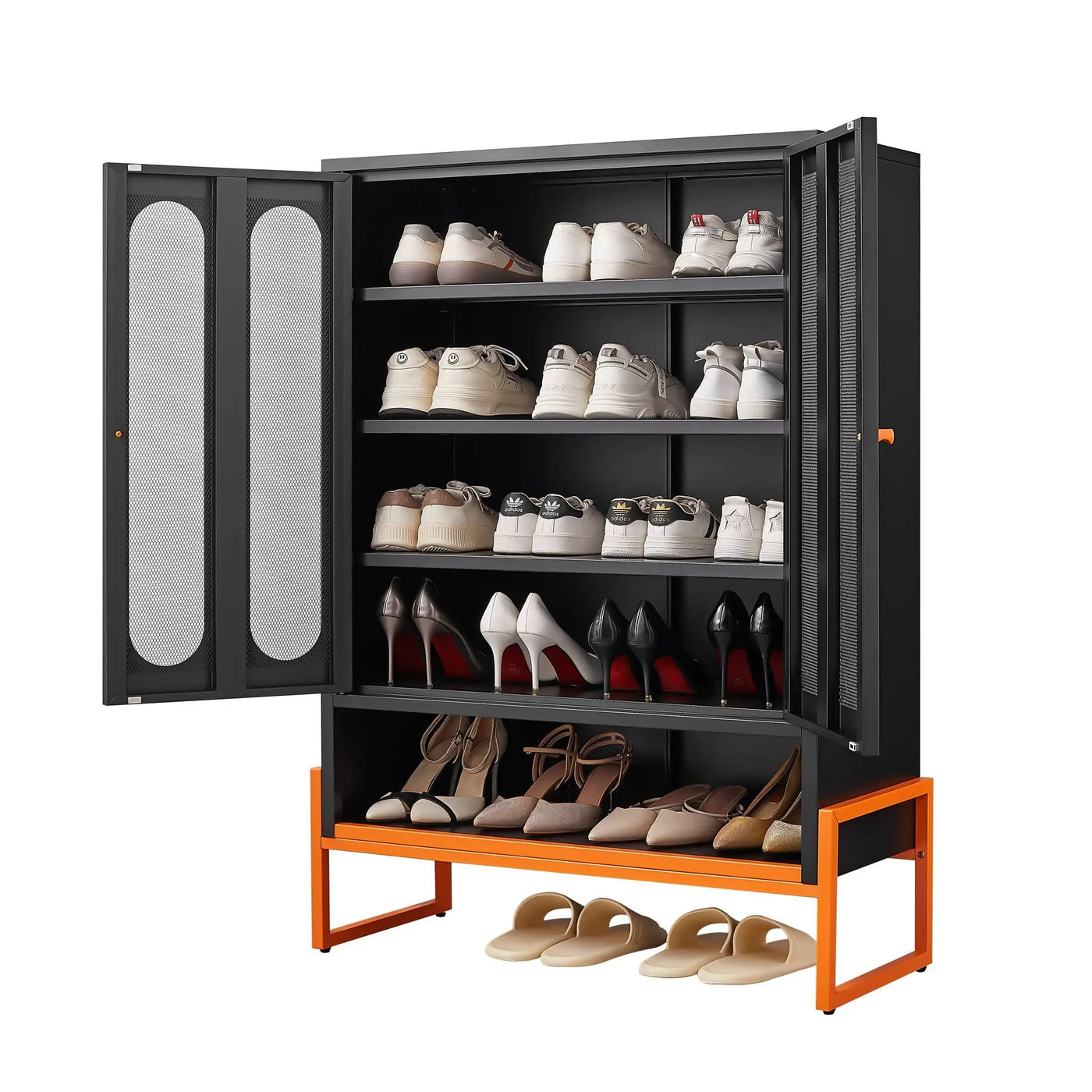 Modern Metal Shoe Cabinet With DoublebSided Doors And Adjustable Partitions by HouseOfZazla
