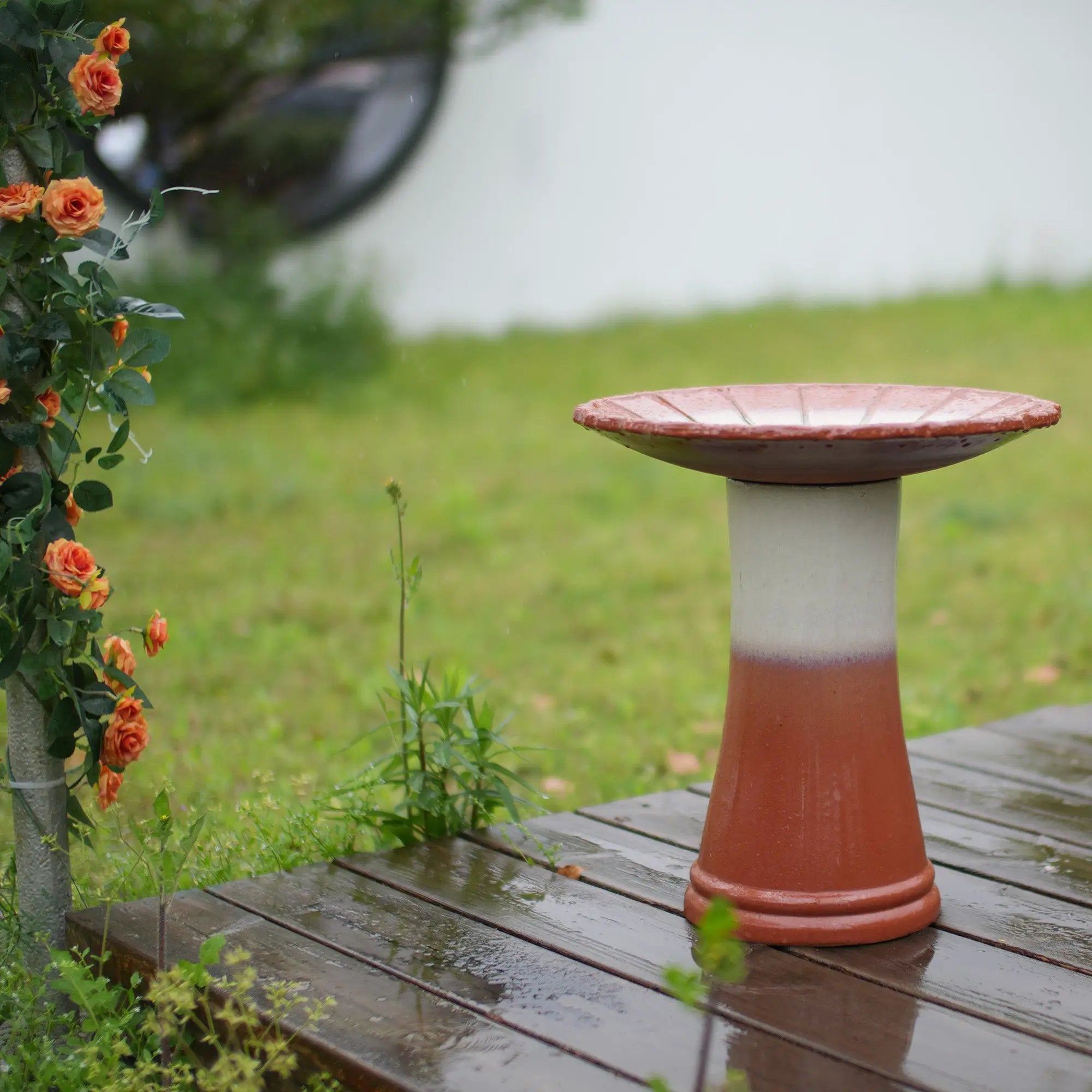 Handmade Glazed Ceramic Bird Bath by HouseOfZazla