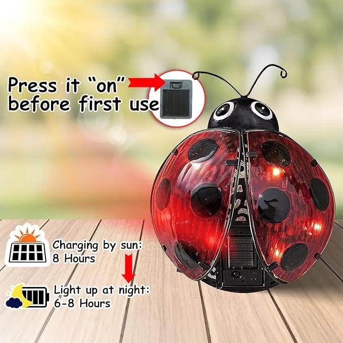 Teaeeno Ladybug Solar Lantern Pattern Light,Hanging Waterproof LED Solar Lights Outdoor Decorative,Sun-Powered Tabletop Lanterns,Metal Solar-Powered Lantern Outdoor by GreenHaven Gardens