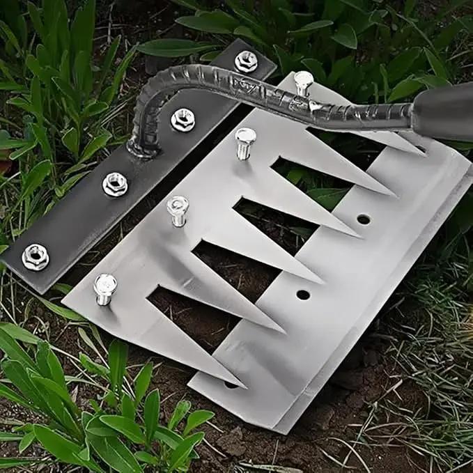 Gardenia Iron Weeding Rake, Iron Rake 2.0 for Gardening and Weeding, Detachable Double-Edged Blade Design Carbon Steel Heavy-Duty Weed Rakes,Hand Weed Puller Tools for Lawn Yard Garden Farm (6 teeths) by GreenHaven Gardens