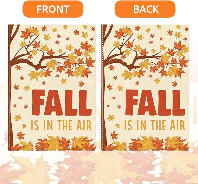Fall Garden Flag Fall is in the Air Autumn Garden Flag 12x18 inch Double Sided Autumn Maple Leaves Flags Holiday Decorations for Yard Outdoor Home Porch (Flay 1808) by GreenHaven Gardens