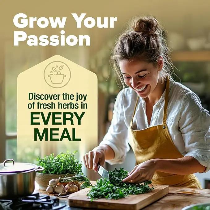HOME GROWN 𝗣𝗥𝗘𝗠𝗜𝗨𝗠 𝗛𝗘𝗥𝗕 𝗞𝗜𝗧 8 Herb Seeds Garden Kit, Complete Indoor Planter Gift with Basil Cilantro Mint & More, Unique Kitchen Growing Set for Women Men, Birthday Housewarming Present by GreenHaven Gardens
