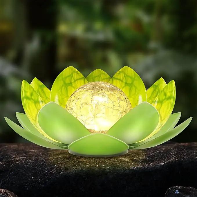 Solar Lights Outdoor, Garden Decor, Cracked Globe Glass, Waterproof Metal Solar Garden Light for Pathway, Patio, Lawn, Yard, Ground by GreenHaven Gardens
